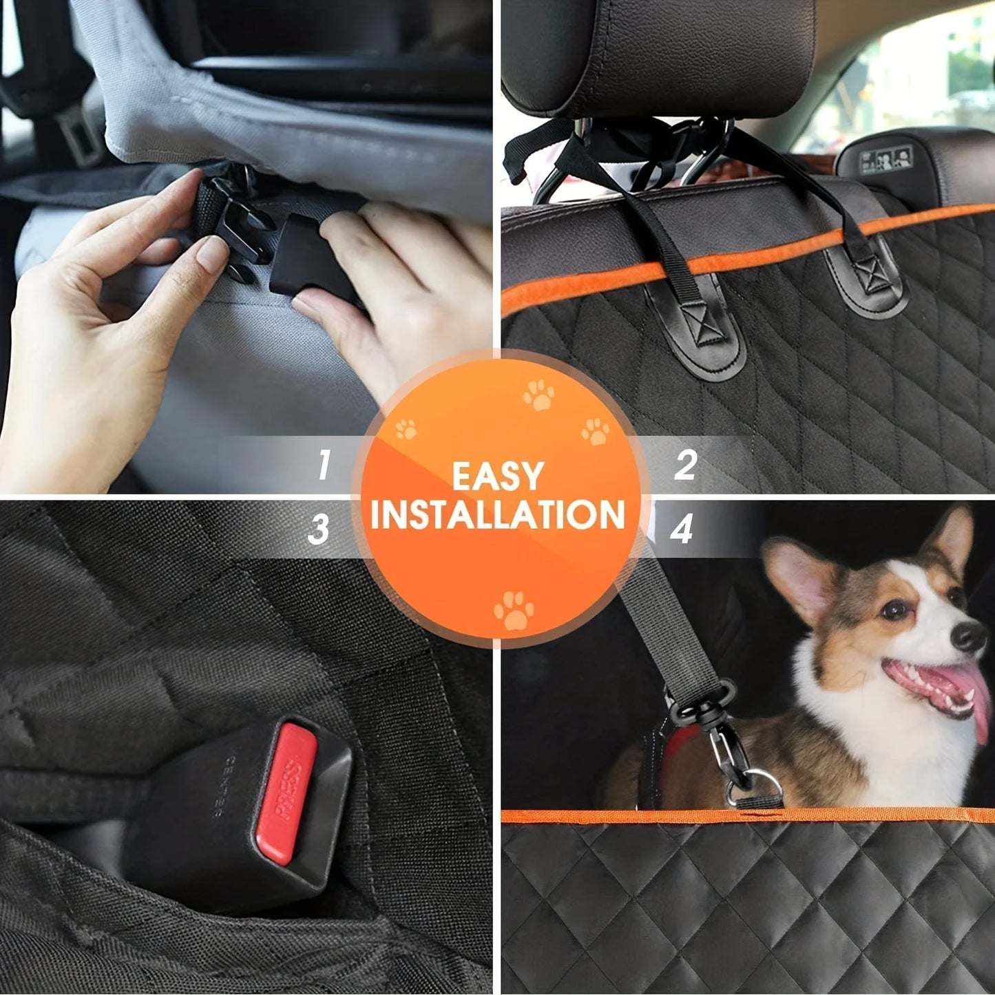 Waterproof Pet Car Seat Cover — Scratch-Resistant Back Seat Protector