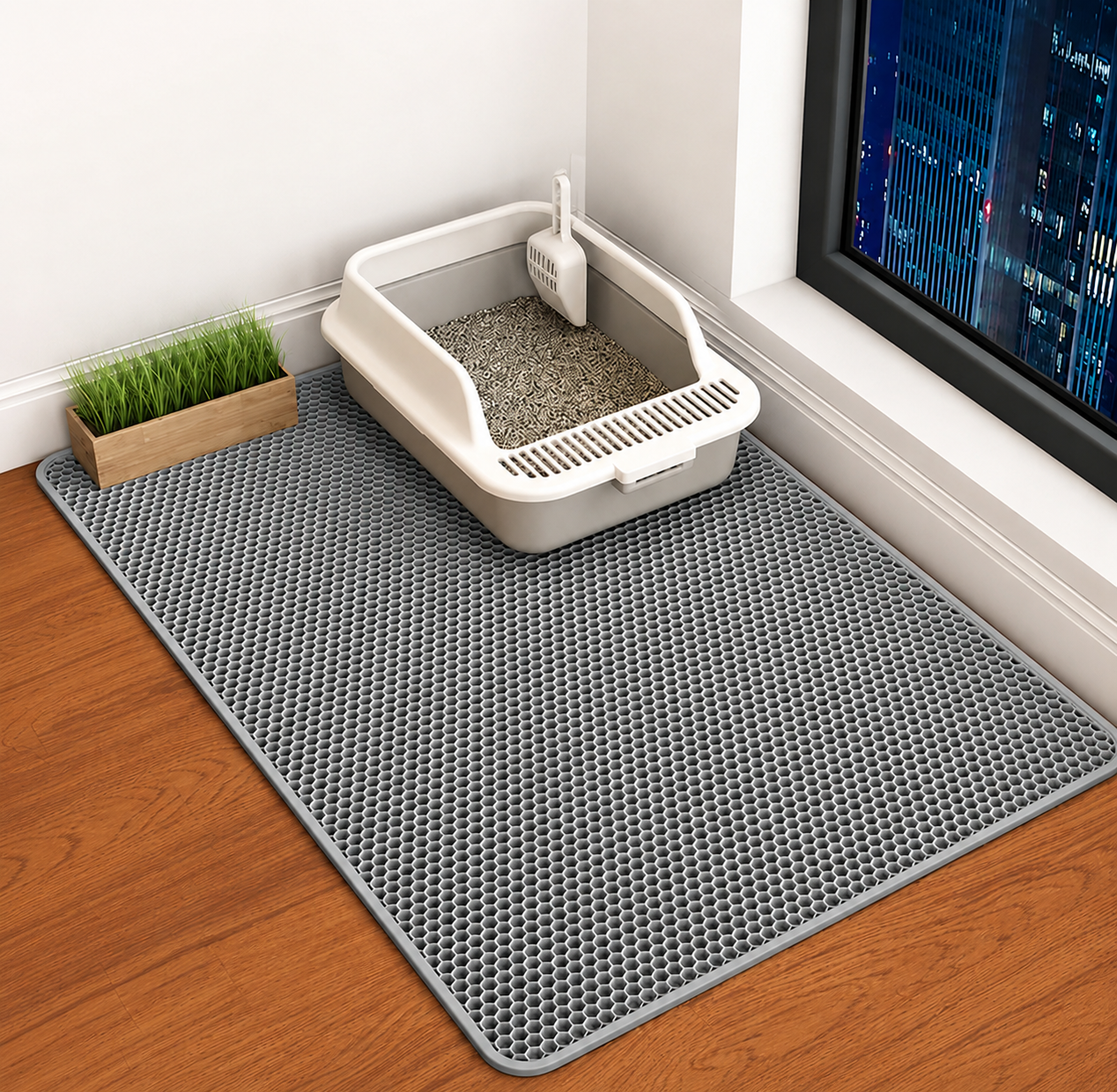 Cat Litter Mat 2-Layer — Waterproof Sand Trap with Non-Slip Base