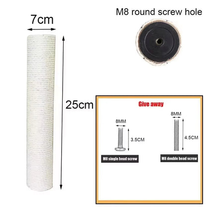 Sisal Cat Scratching Post — Replacement Climbing Frame Post with Rope Wrap