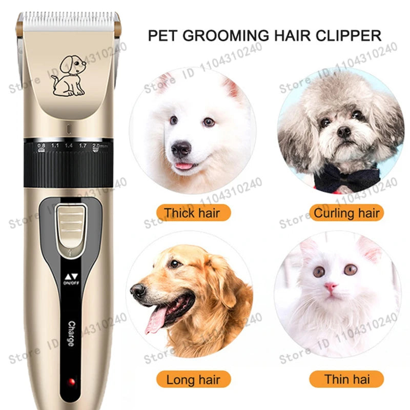 Professional Electric Pet Grooming Kit — Cordless Clipper & Trimmer with 5-Speed Control