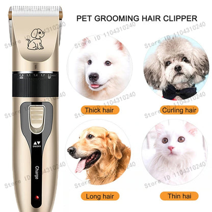 Professional Electric Pet Grooming Kit — Cordless Clipper & Trimmer with 5-Speed Control
