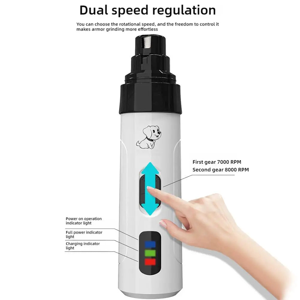 USB Rechargeable Pet Nail Grinder — Quiet & Portable Grooming Tool
