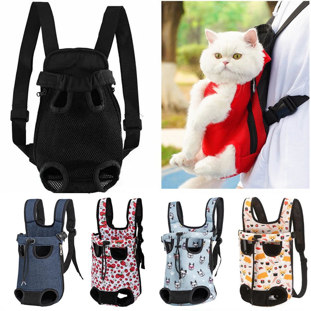 Pet Backpack Carrier — Adjustable Double Shoulder Bag for Cats & Dogs