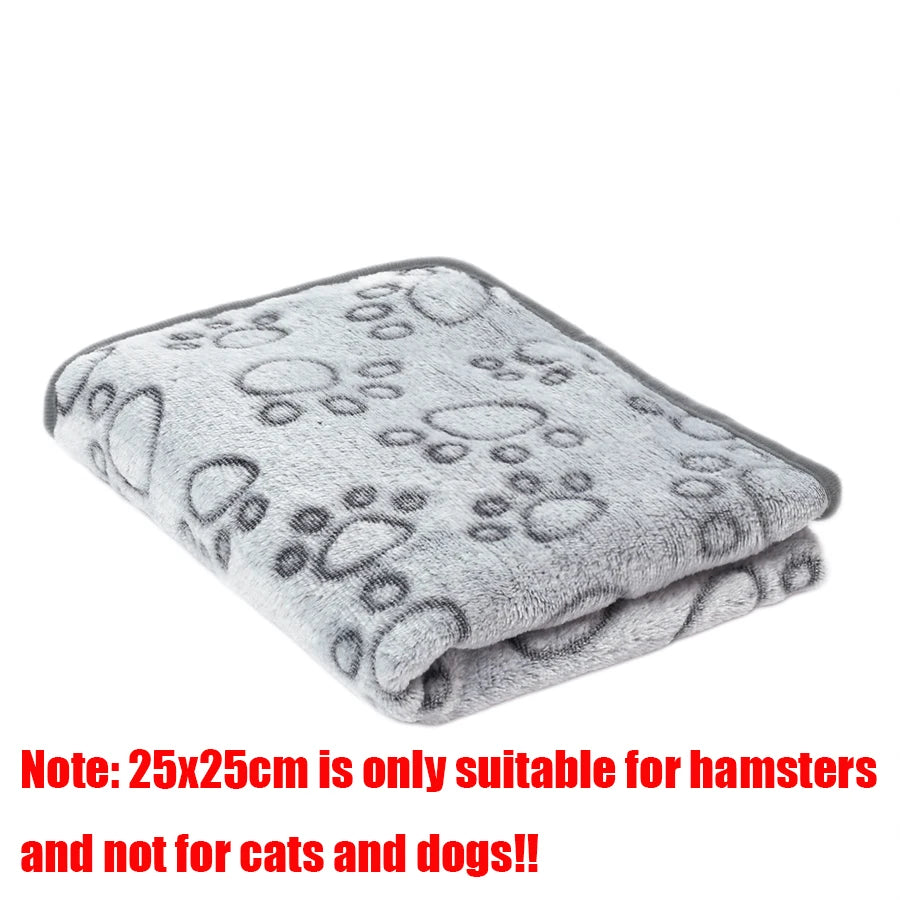 Soft Fleece Pet Blanket with Paw Print — Warm & Cozy Dog & Cat Sleeping Mat