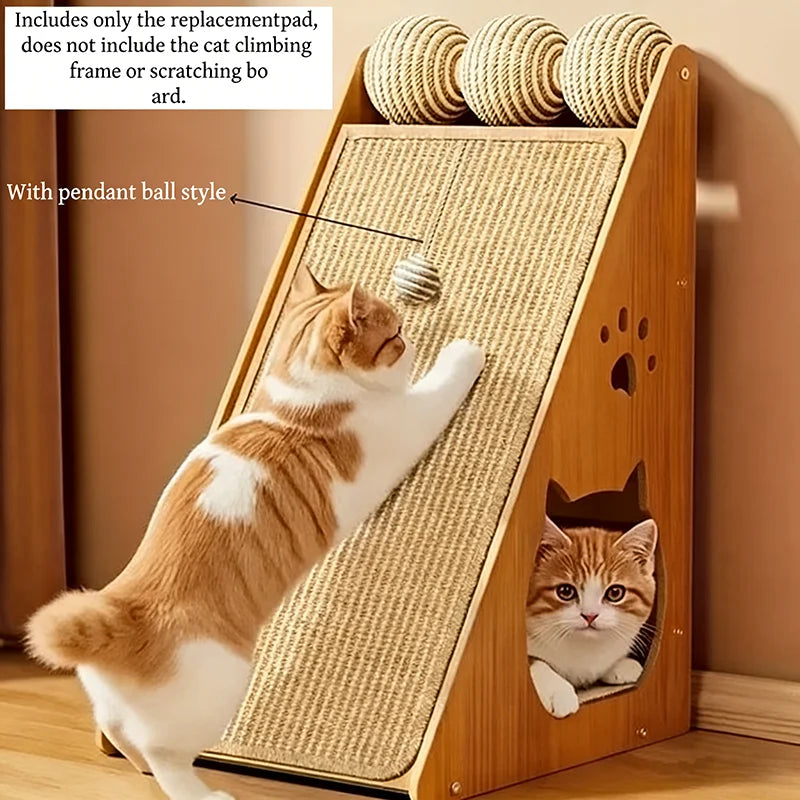 Sisal Cat Scratcher Post with Hanging Ball — Space-Saving Design