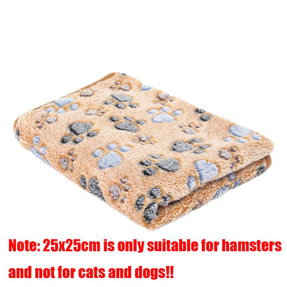 Soft Fleece Pet Blanket with Paw Print — Warm & Cozy Dog & Cat Sleeping Mat