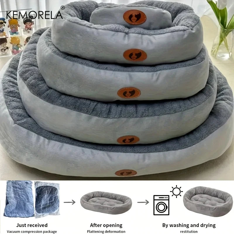 Cozy Oval Pet Bed — Plush & Thickened for Cats & Small Dogs