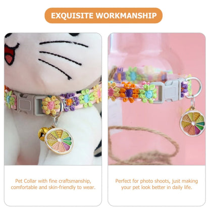 Adjustable Pet Collar with Bell — Colorful Paw Print Cat & Dog Collar Necklace