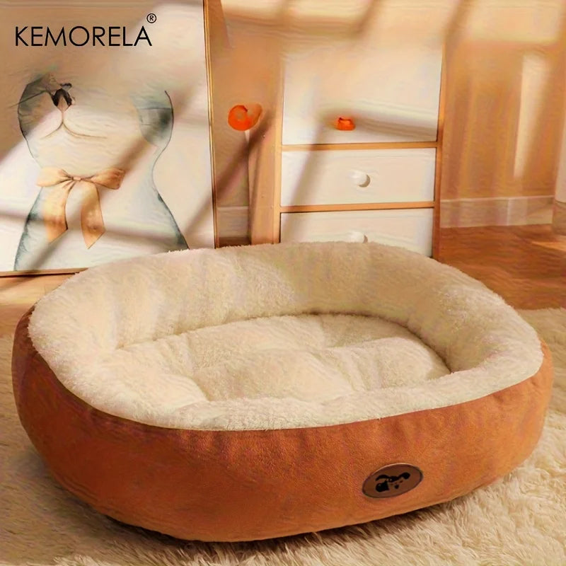 Cozy Oval Pet Bed — Plush & Thickened for Cats & Small Dogs