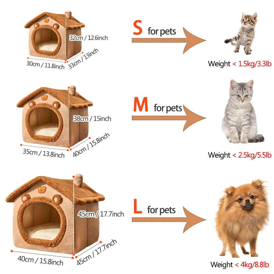 Foldable Pet House — Cozy Removable Washable Bed for Cats & Small Dogs