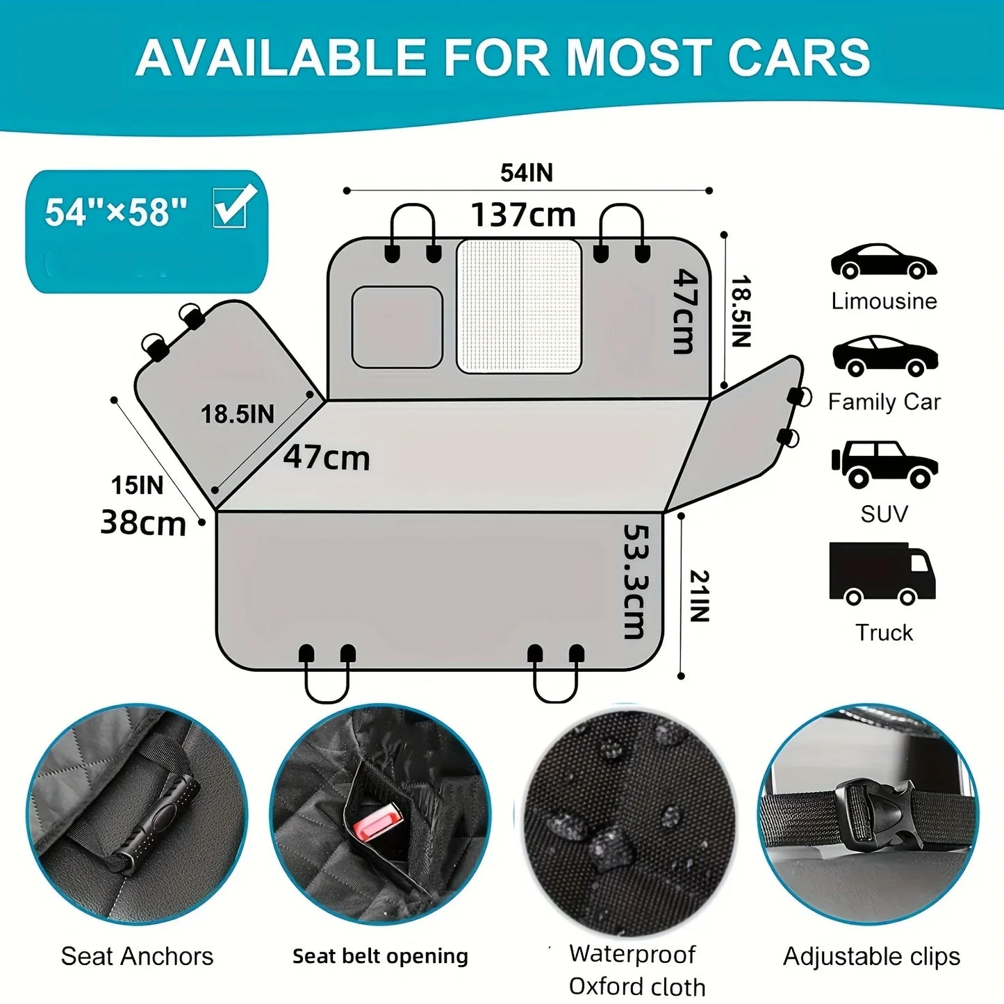 Waterproof Pet Car Seat Cover — Scratch-Resistant Back Seat Protector