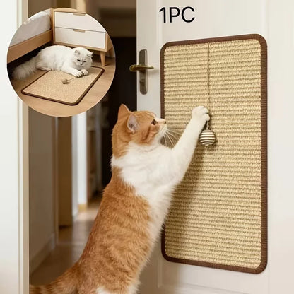 Sisal Cat Scratcher Post with Hanging Ball — Space-Saving Design