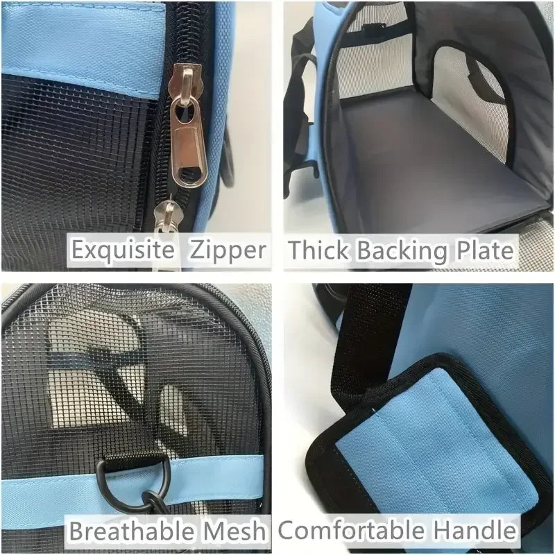 Portable Soft-Sided Pet Carrier Bag — Breathable Mesh for Cats & Dogs