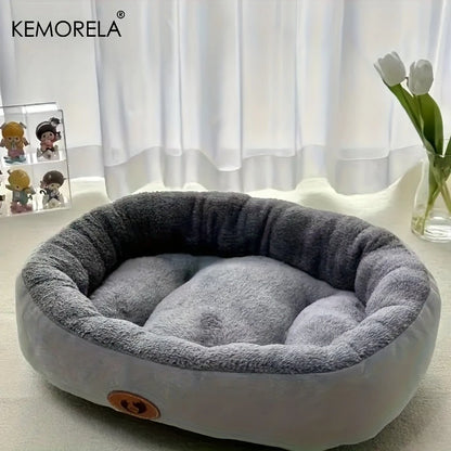 Cozy Oval Pet Bed — Plush & Thickened for Cats & Small Dogs