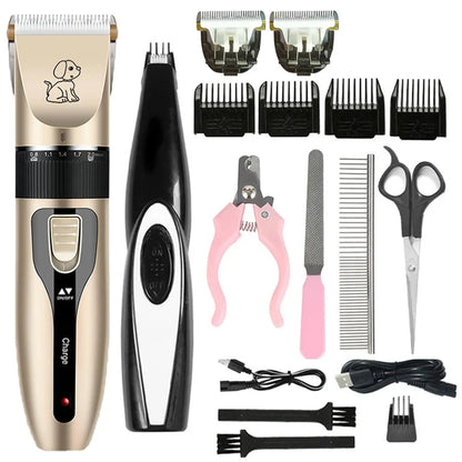 Professional Electric Pet Grooming Kit — Cordless Clipper & Trimmer with 5-Speed Control