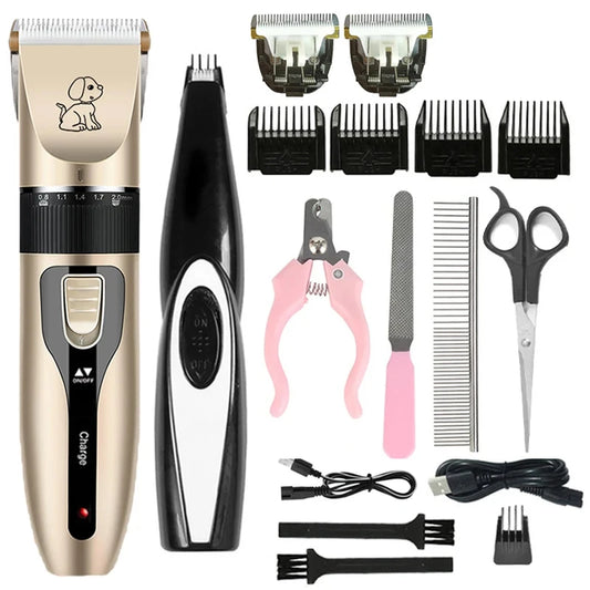 Professional Electric Pet Grooming Kit — Cordless Clipper & Trimmer with 5-Speed Control