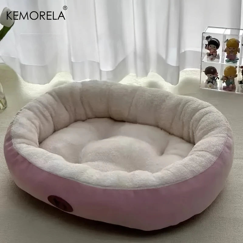 Cozy Oval Pet Bed — Plush & Thickened for Cats & Small Dogs