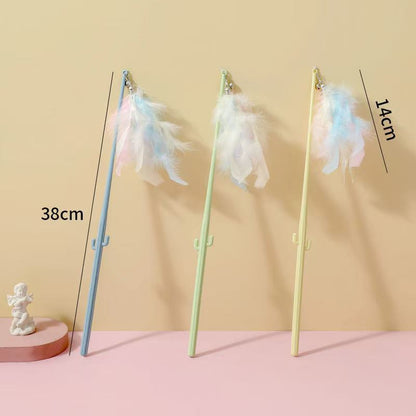 Feather Cat Teaser Stick — Interactive Play Toy with Colorful Feathers