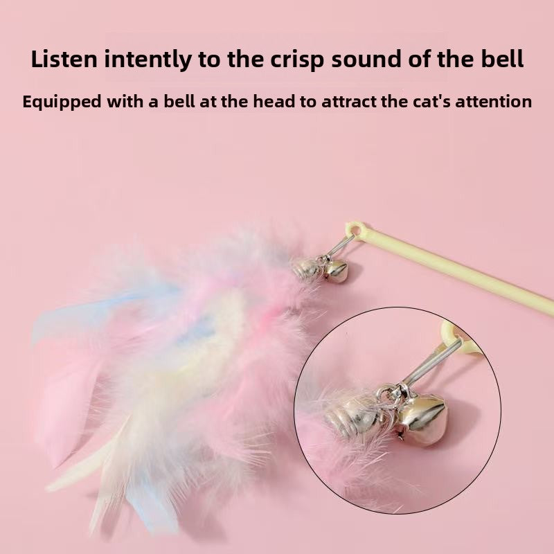 Feather Cat Teaser Stick — Interactive Play Toy with Colorful Feathers