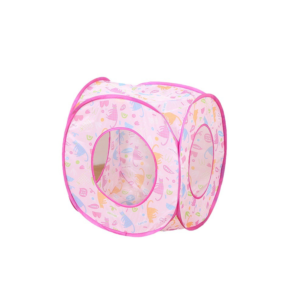 Foldable Cat Tent Bed with Tunnel — 3-in-1 Pet Play & Rest Space